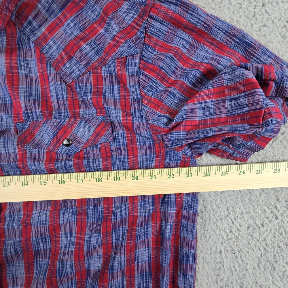 Moon shine Shirt Mens XL Plaid Short Sleeve Pearl Snap Western - Picture 12 of 14